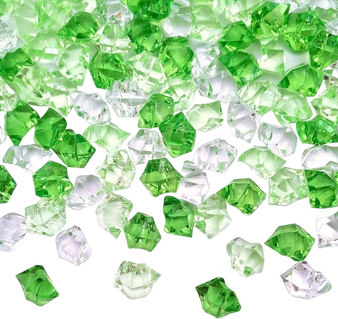 225 pcs Fake Crushed Ice Cube, Assorted Colors Fake Diamond Acrylic Clear Ice Rock Plastic Ice Cubes Vase Fillers for Centerpieces Home Decor 1 lb
