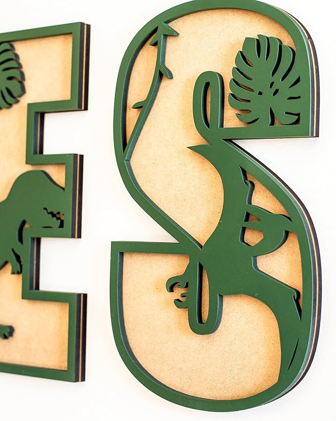 Name Sign For Nursery, Boho Nursery Sign, Family Name Signs, 3D Wall Art for Children & Kids Rooms, Baby Shower, First birthday gift (Dinosaur)