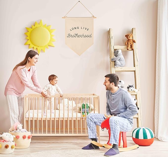 Long Live Brotherhood-Flag Wall Decor Gifts for Baby Boys Kids-Positive Canvas Hanging Pennant Banner Wall Decor Gifts for Nursery Baby Room Playroom Homeschool Reading Room Bedroom Front Door