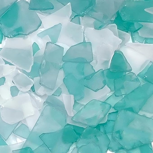 Tumbler Home Sea Glass for Crafts, Decor & Vase Filler, 25oz Frosted Aqua & White Seaglass Pieces, Recycled Beach Glass in Bulk and Smooth Seaglass for DIY Art, Coastal Decor, and Jewelry Making