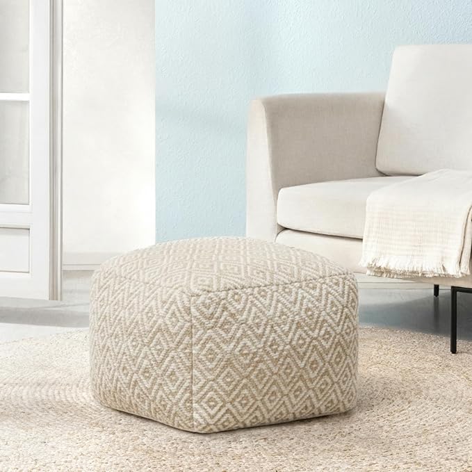Anji Mountain 22"x22"x16" Handmade & Handcrafted Ottoman Pouf Comfortable Pouf Ottoman Foot Rest & Home Décor Accent for Living Room, Bedroom, Nursery, Kids Room, Patio