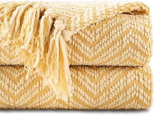 BATTILO HOME Gold Throw Blanket for Couch, Fall Decor Blankets & Throws, Fall Throw Blanket for Autumn Halloween Decoration, Yellow Throw Blankets for Bed Sofa, 50"x60"