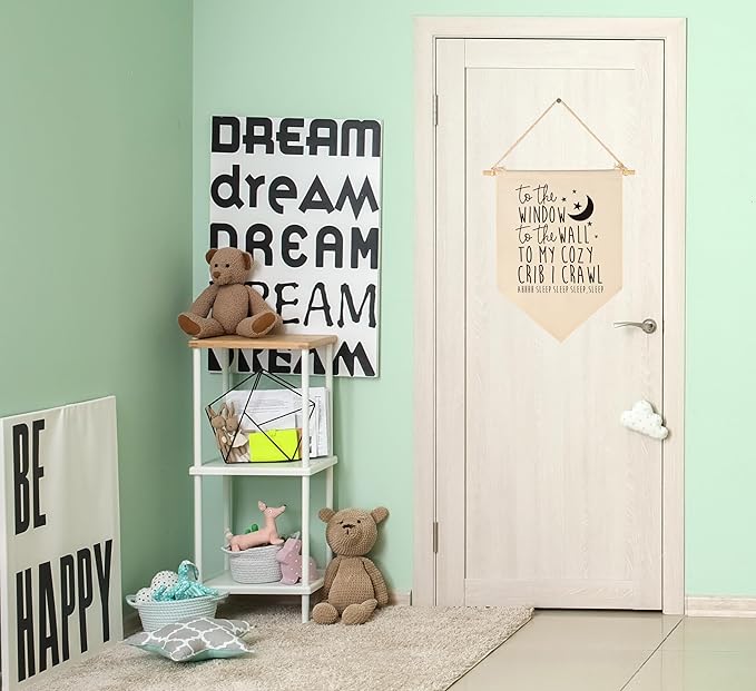 to the Window to the Wall-Sign Above Crib-Baby Flag Wall Decor Gifts for Baby Girls Boys Kids-Canvas Hanging Pennant Banner Sign Gifts for Nursery Baby Room Playroom Bedroom Front Door