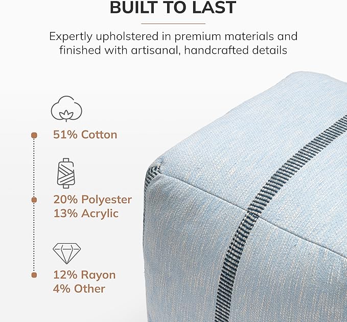 Anji Mountain 100% Handmade & Handcrafted Comfortable Home Décor Pouf Ottoman Footrest for Living Room, Bedroom, Nursery, Kidsroom, Patio Furniture - (20" x 20" x 20" - Omphalodes)