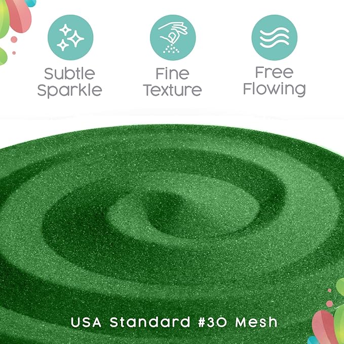 Sandsational Sparkle Emerald Green Unity Sand -1.5 LB (22 oz), Green Colored Sand for Weddings, Vase Filler, Home Décor and More