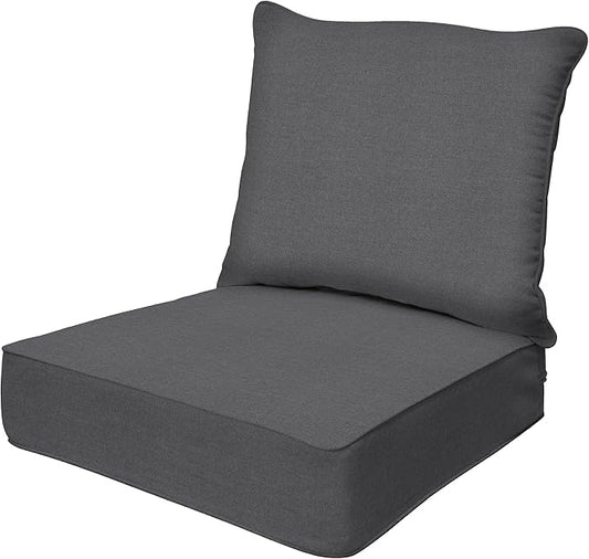 Honeycomb Outdoor Deep Seat, 24" W x 23" D, Solarvie Dark Grey Outdoor Chair Cushion