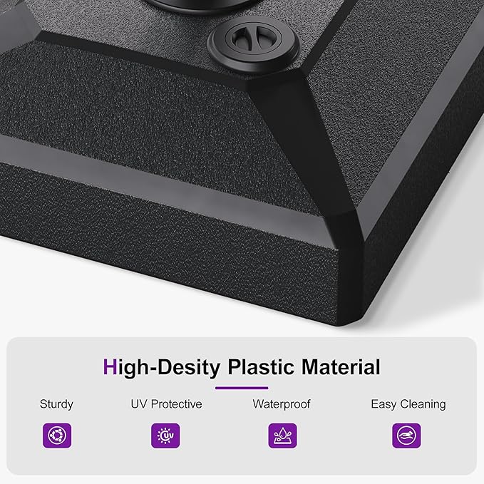 PURPLE LEAF Patio Market Umbrella Base PL245ML Outdoor Table Umbrellas Stand Weighted Square Base, 21.65" x 21.65"