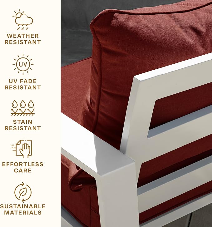 Honeycomb Outdoor Deep Seat, 24 x 23, Textured Solid Henna Chair Cushion for Patio Furniture