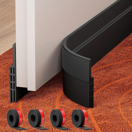 GroTheory 4 Pack Under Door Draft Stopper, Home Improvement, Weather Stripping Door Seal, Bottom of Door Sweep, Garage Window Blocker Noise Dust Insulation Draft Guard, 39" L, Black
