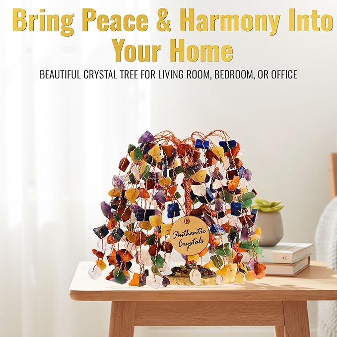 7 Chakra Crystal Tree of Life – Handmade Healing Crystals and Crystals and Healing Stones Money Tree for Home & Office Decor – Feng Shui Gift for Wealth & Prosperity