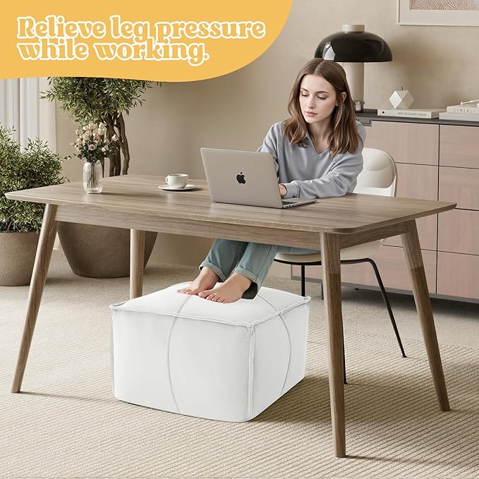 MeMoreCool Stuffed Round Pouf Ottoman Foot Rest, Floor Pouf Foot Stool with Soft Foam Chunk Filling, Small Round Ottoman Footstool Circle Footrest for Living Room