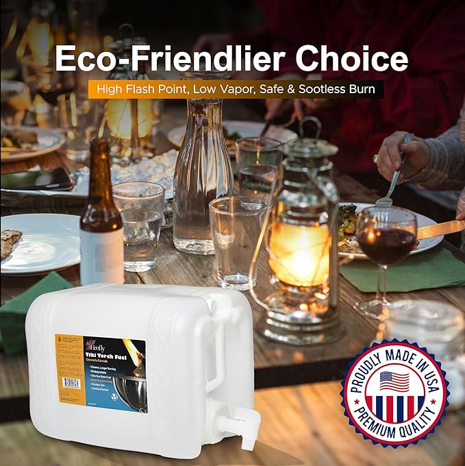 Firefly Tiki Torch Fuel – Clean-Burning Outdoor Lamp Oil for Tiki Torches and Lanterns. Low Smoke, Citronella Formula, Long-Lasting – Outdoor Patio & Garden Use - 5 Gallons