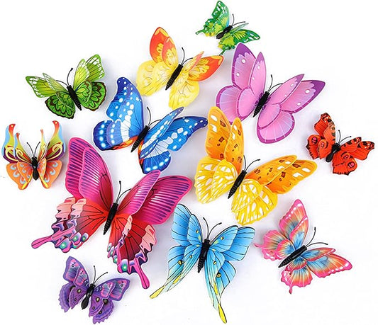 Butterfly Wall Decor 24/48 PCS, 3D Butterflies Stickers for Party Decorations with Magnets(Colorful, 24)