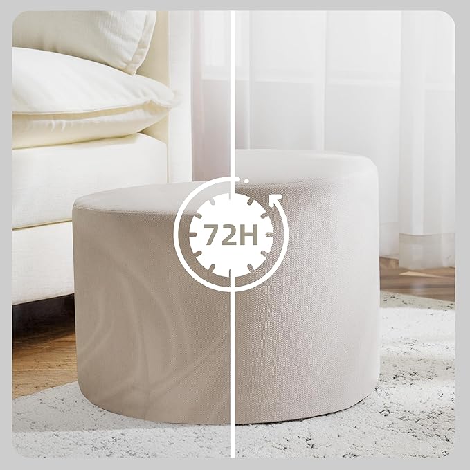 Bezseller Soft Boucle Pouf Ottoman, Comfortable Foot Rest, Full Foam Filling Footstool for Living Room, Bedroom, Lightweight Comfort and Charm Floor Poof Seating Perfect to Rest Your Feet, Beige