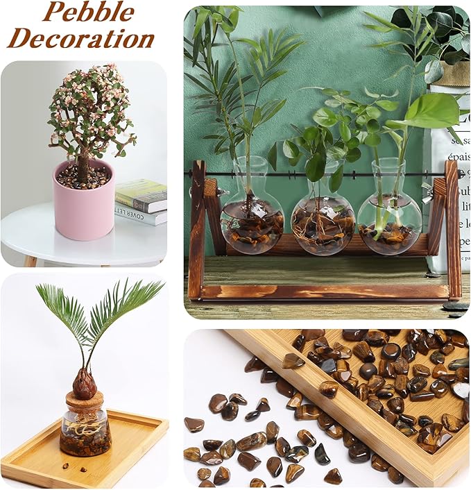 QICQDRAM Polished Gem Stones Rocks Crystals 0.9 Lb/405g Natural Tumbled Stones Tiger's Eye Crystal Chips Bulk for Healing Crystals & Fish Tank Rocks Gravel, Vase Filler, Plants Decor