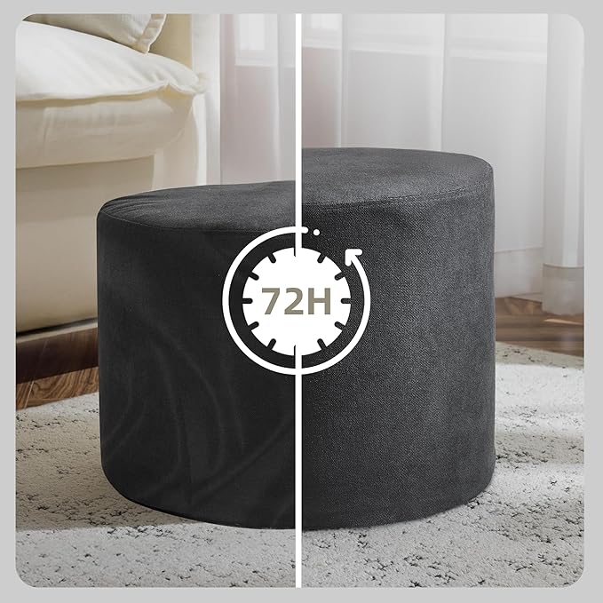 Bezseller Soft Boucle Pouf Ottoman, Comfortable Foot Rest, Full Foam Filling Footstool for Living Room, Bedroom, Lightweight Comfort and Charm Floor Poof Seating Perfect to Rest Your Feet, Grey-2