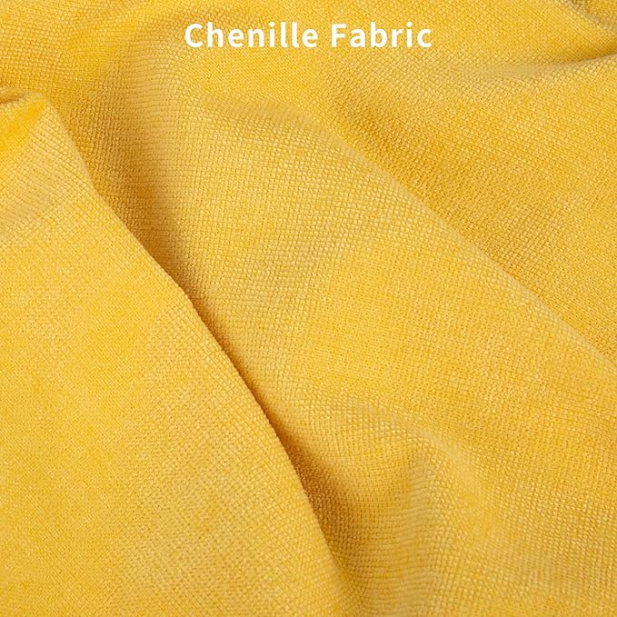 Bench Cushion 48 Inch - Chenille Fabric, High-Density Foam, Non-Slip Bottom, Soft Durable Indoor Tufted Long Seat Cushion for Window Garden Furniture (Yellow, 48x16x4 Inch)