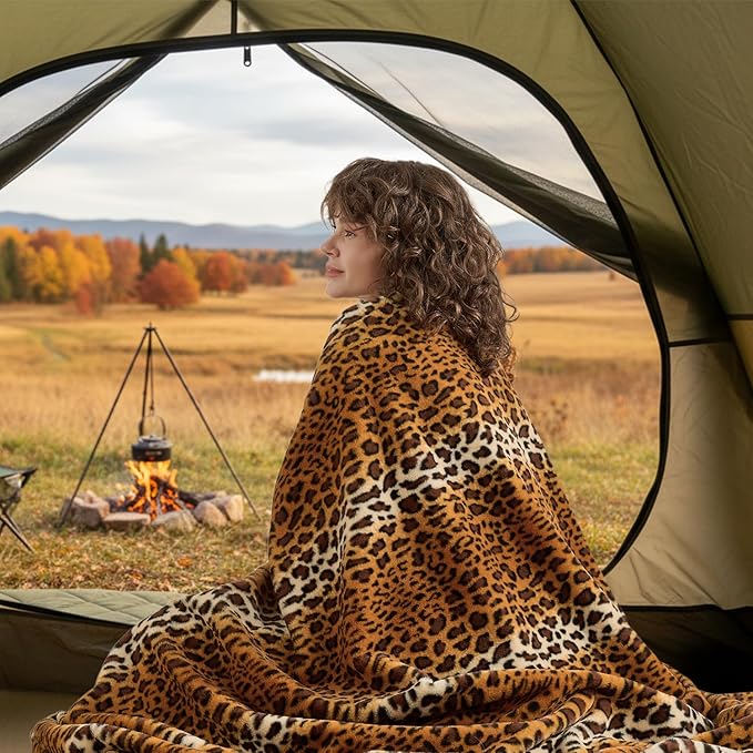 Krifey Leopard Print Blanket, Faux Fur Throws for Bed, Soft Cozy Fuzzy Fluffy Thick Warm Plush Cheetah Print Blanket, Christmas Birthday Gifts for Mom Dad Women Men, Room Decor, 60x80in