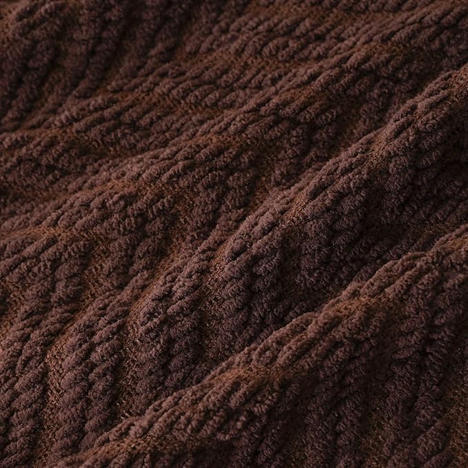 BATTILO HOME Dark Brown Throw Blanket for Couch, Knitted Brown Throw 50'' x 60'', Super Soft Cozy Warm Chocolate Throw for Living Room Chair Couch Bed Sofa Bedroom Home Decor