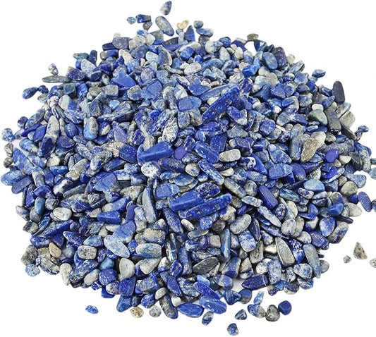 SUNYIK Lapis Lazuli Tumbled Chips Stone Crushed Pieces Irregular Shaped Stones 1pound(about 460 gram)