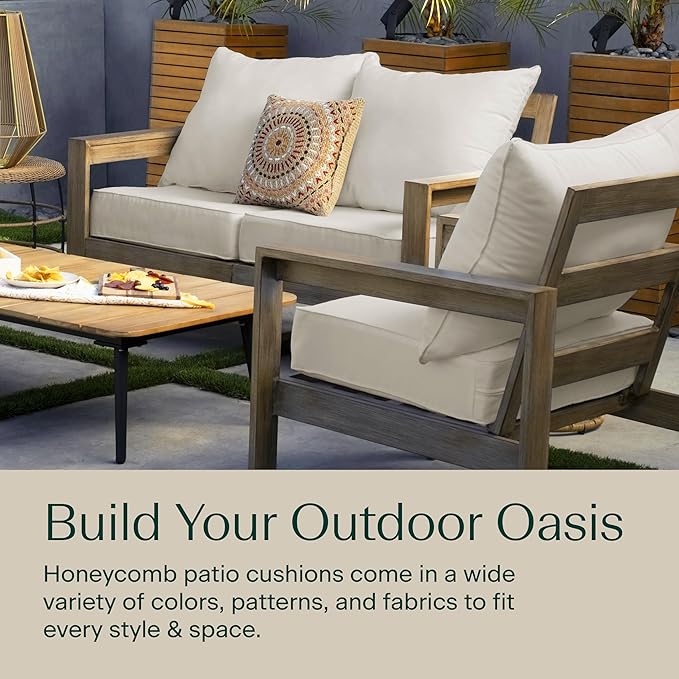 Honeycomb Outdoor Deep Seat, 24 x 23, Textured Solid Henna Chair Cushion for Patio Furniture