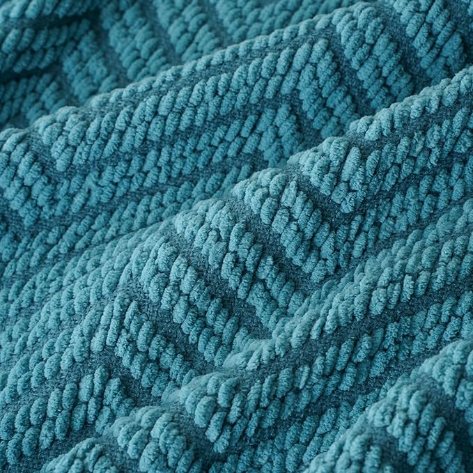 BATTILO HOME Teal Throw Blanket for Couch, Knit Woven Turquoise Blanket Versatile for Chair, Super Soft Warm Decorative Blanket with Tassels for Bed, Sofa and Living Room, 60" x 80"