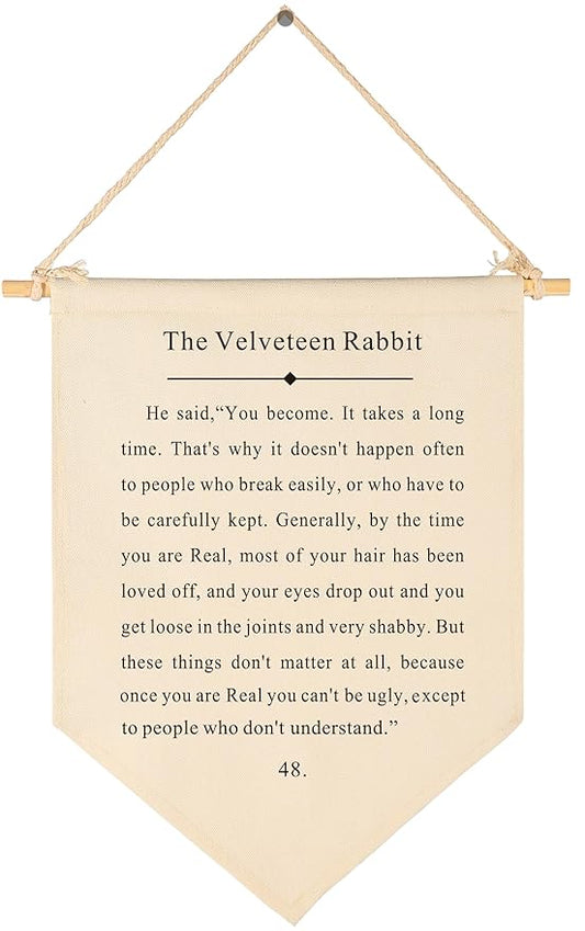The Velveteen Rabbit-Hanging Wall Decor Gifts for Baby Boys Girls Kids-Canvas Hanging Pennant Banner Wall Decor Gifts for Nursery Classroom Baby Room Playroom Homeschool Reading Room Bedroom