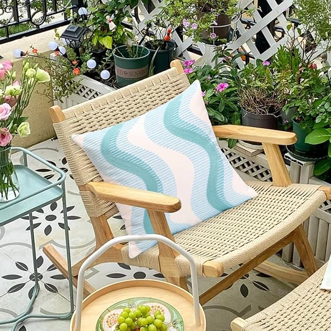 1 PCS Embroidered Throw Pillow Cover Cotton Decorative Square Cushion Cases Creative Luxurious Pillow Inserts for Home Sofa Bed and Chair 18 x 18 Inch (Gray)