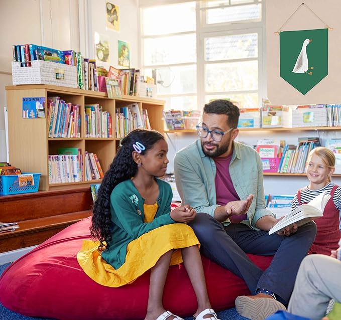 Silly Goose Wall Art,Farm Animal-Cute Goose Flag Wall Decor Gifts for Baby Girls Boys Kids-Canvas Hanging Pennant Banner Wall Sign Gifts for Nursery Baby Room Playroom Reading Room Bedroom Front Door