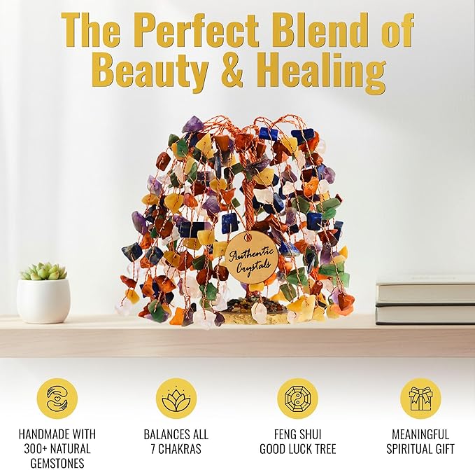 7 Chakra Crystal Tree of Life – Handmade Healing Crystals and Crystals and Healing Stones Money Tree for Home & Office Decor – Feng Shui Gift for Wealth & Prosperity