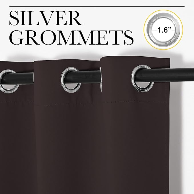 NICETOWN Thermal Curtains 84" Long, Energy Smart Thermal Insulated Solid Grommet Blackout Curtains/Drapes Window Panels (2 Panels, 34-inch x 84-inch, Toffee Brown)