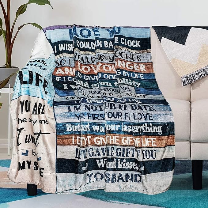 Anniversary Romantic Gift for Wife, Ultra-Soft Micro Fleece Sherpa Throw Blanket, Christmas Day Gifts for Her, Wife Birthday Gifts from Husband, for Bedding Sofa and Travel
