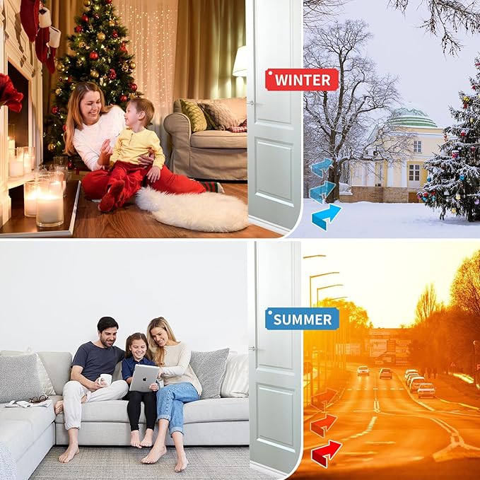 Hojoy 2 Pack Under Door Draft Stopper, Adjustable Door Sweep Anti-Collision Strong Adhesive Weather Stripping Tape Soundproof Draught Stoppers 2" W x 39" L, Brown