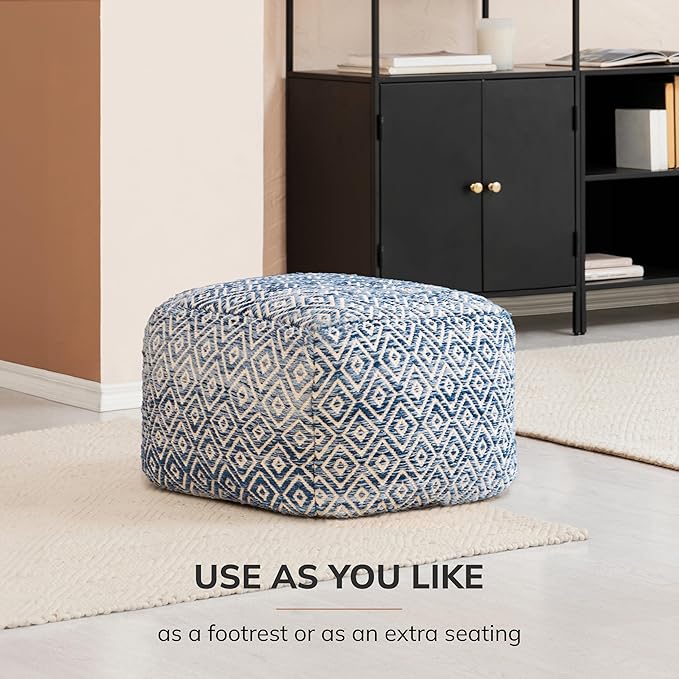Anji Mountain 22"x22"x16" Handmade & Handcrafted Ottoman Pouf Comfortable Pouf Ottoman Foot Rest & Home Décor Accent for Living Room, Bedroom, Nursery, Kids Room, Patio