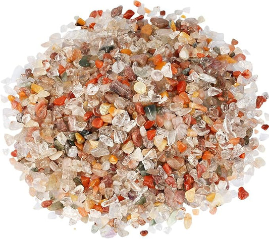 SUNYIK Mixed Stone Tumbled Chips Stone Crushed Crystal Quartz Pieces Irregular Shaped Stones 1pound(about 460 gram)