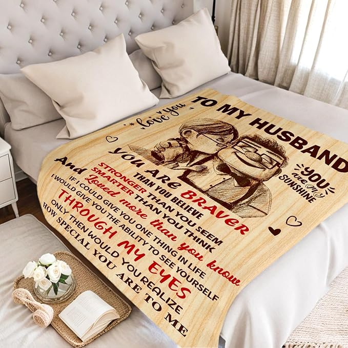 Birthday Gifts for Husband from Wife - Anniversary Wedding Gifts for Men - Romantic Love Present for Him - Christmas Fathers Valentines Day Birthday Gift Ideas for Husband - to My Man Blanket 50"x60"
