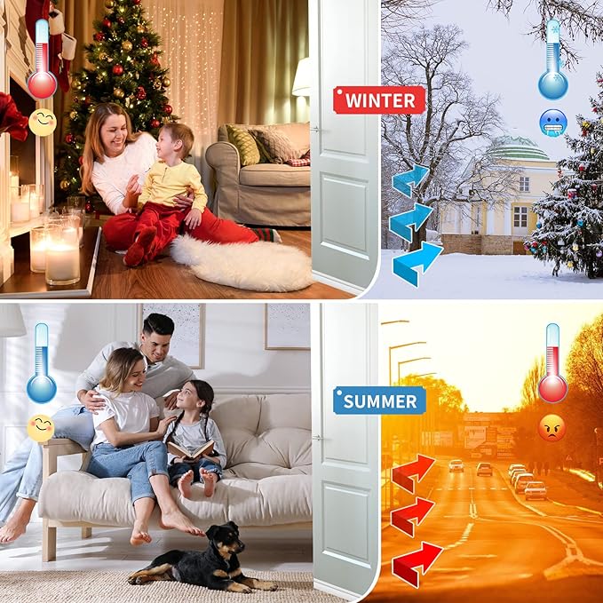 GroTheory 2 Pack Door Draft Stopper, Under Door Draft Blocker, Home Improvement Soundproof Door Sweep Weather Stripping for Doors, 2" W x 39" L, Grey