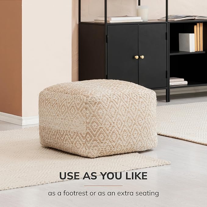 Anji Mountain 22"x22"x16" Handmade & Handcrafted Ottoman Pouf Comfortable Pouf Ottoman Foot Rest & Home Décor Accent for Living Room, Bedroom, Nursery, Kids Room, Patio