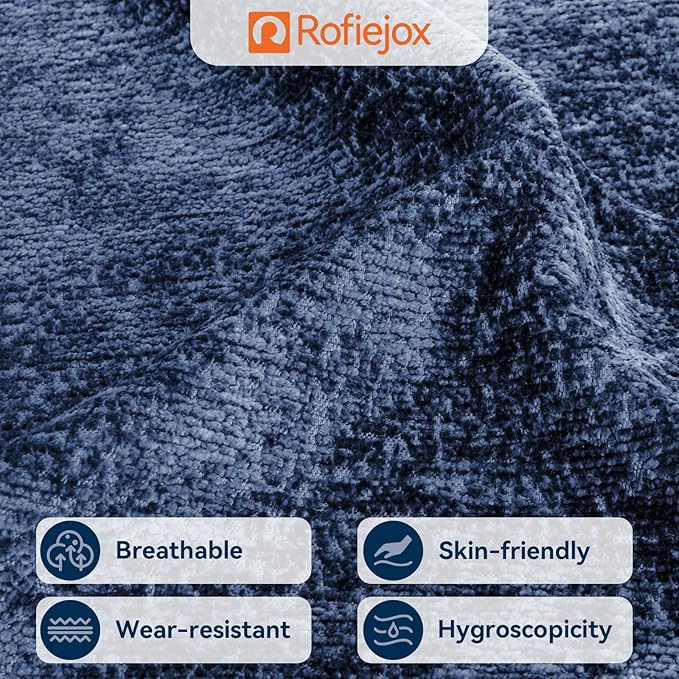 Bench Cushion 45 Inch - Luxury Chenille, High-Density Memory Foam, Non-Slip Bottom, Soft Durable Indoor Tufted Long Seat Cushion for Window Garden Furniture (Blue, 45x18x4 Inch)