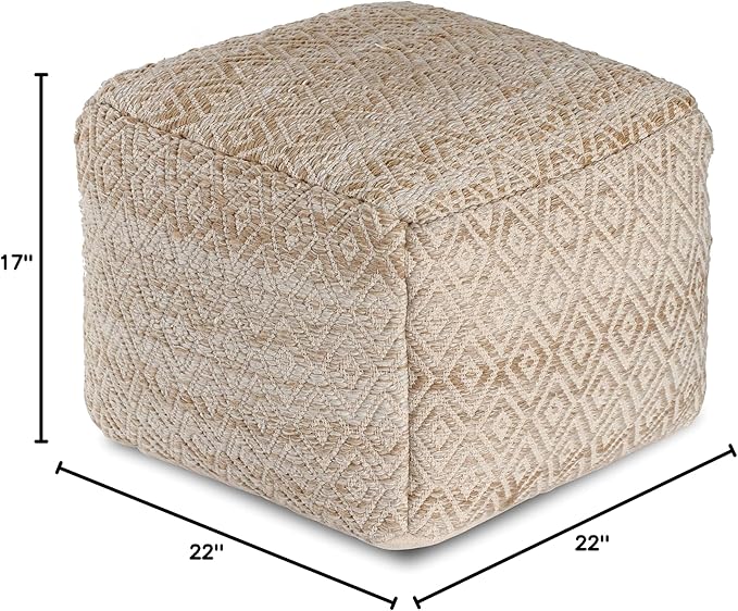 Anji Mountain 22"x22"x16" Handmade & Handcrafted Ottoman Pouf Comfortable Pouf Ottoman Foot Rest & Home Décor Accent for Living Room, Bedroom, Nursery, Kids Room, Patio