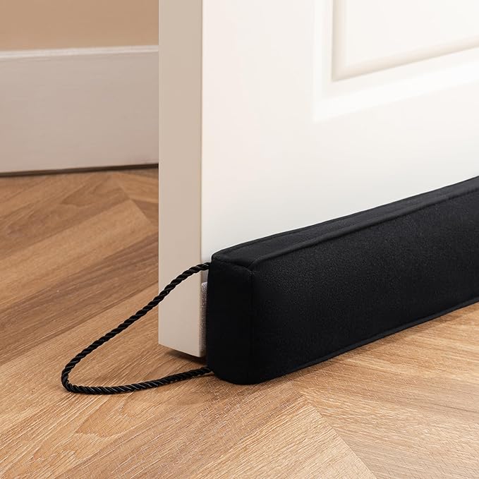 Sunolga 38" Door Draft Stopper for Bottom of Door, Under Door Gap Filler with Removable Cover up to 4 Inches, Weighted Bottom of Door Barrier for Noise, Air, Wind and Light, Black