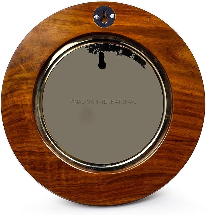 Nagina International Large Nautical Authentic Brass Porthole Clock On Wooden Rosewood Mount | Excellent Quality Nautical Decor for Real Navals (10 Inches)