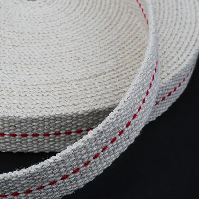 SWATOM Oil Lamp Wicks 33 Feet Roll 7/8 Inch Oil Wick for Lamps Cotton Lantern Kerosene Wick Replacement with Genuine Red Stitch