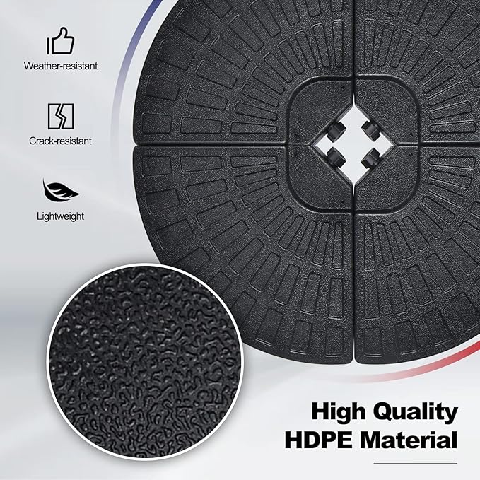 Tangkula 4 Pieces 185lbs Cantilever Offset Patio Umbrella Base, Water & Sand Filled Heavy Duty Outdoor Umbrella Stand, Fan-Shaped Umbrella Base Weights Plate Set with Easy to Fill Spouts