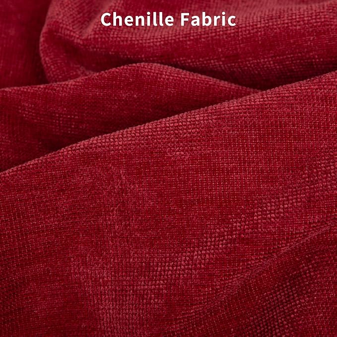 Bench Cushion 45 Inch - Chenille Fabric, High-Density Foam, Non-Slip Bottom, Soft Durable Indoor Tufted Long Seat Cushion for Window Garden Furniture (Red, 45x18x4 Inch)