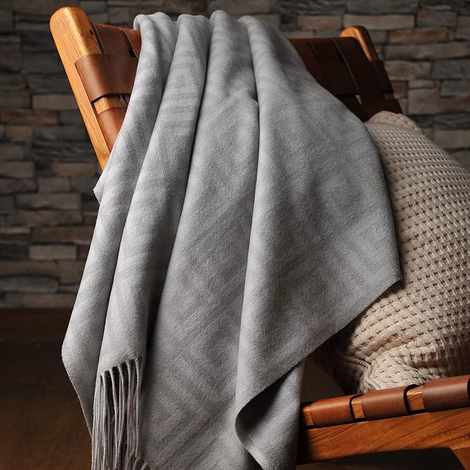 CUDDLE DREAMS Premium Cashmere Throw Blanket with Fringe, Luxuriously Soft (Greek Key)