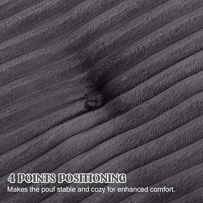 MeMoreCool Stuffed Round Pouf Ottoman Foot Rest, Floor Pouf Foot Stool with Soft Foam Chunk Filling, Round Small Ottoman Footstool Circle Footrest for Couch Living Room, Corduroy Grey