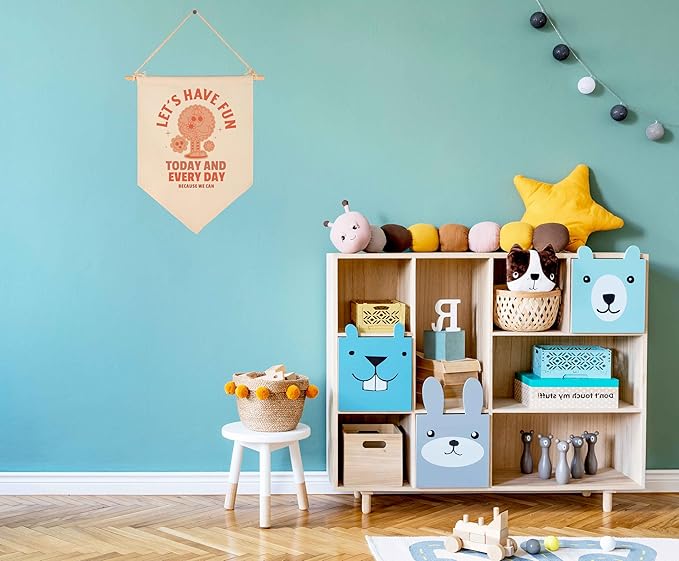 Let's Have Fun Today and Every Day-Inspiration Quotes Gifts for Boys Girls Kids-Canvas Hanging Flag Pennant Banner Wall Decor Gifts for Classroom Nursery Homeschool Baby Room Playroom Reading Room