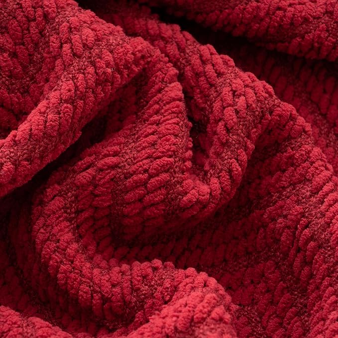 BATTILO HOME Christmas Decor Red Throw Blanket for Couch, Knit Throw Blanket for Bed, Super Soft Cozy Warm Red Christmas Blankets for Winter Couch Bed Sofa, 60"x80"