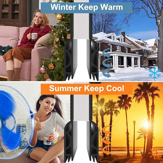 Door Draft Stopper, Adjustable Door Sweep for Bottom of Door, Under Door Gap Filler for Exterior & Interior Doors, Weather Stripping Seal Blocks Noise and Cold Air (78Inch, Black)